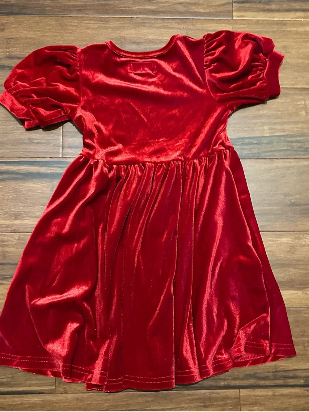 Taylor Joelle Christmas Velvet Red Puff-Sleeve Girls' Twirl Dress Size 5